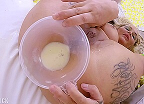 ANAL GUT-GUNK-PUMPED ENEMA fucked out of SPUNK-SNORTING MILF