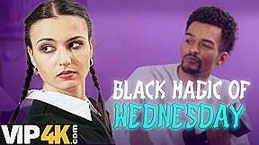 DADDY4K. FUCKING SLUT dressed as WEDNESDAY is masturbating to get DADDY’S BIG BLACK COCK