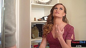 Stunning voyeur watching guy wanking