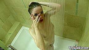 Tiny Red Slut Shower Naked with Perfect Body