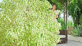 Hot Argentinian Babe Stripping Outside on Sofa