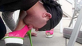 Outdoor shoe cleaning by Femdom Austria