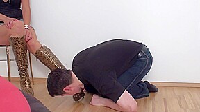 Leopard boots licking by Femdom Austria