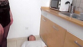 Trampling in the kitchen on her slave husband by Femdom Austria