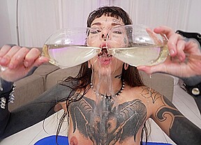 Piss + First DPP/DVP with a tattooed skinny bitch