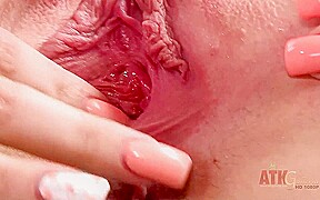 Autumn Gram with big nipples toying her pussy in solo video