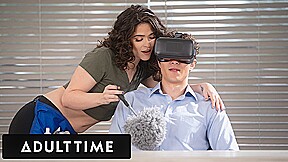 ADULT TIME – Victoria Voxxx Catches Coworker Jerking Off AT WORK And Masturbates With Him