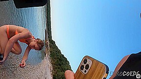 Hot Ginger Professional Fire Dancer Lea Playing With Her Flames On The Beach During Sunset