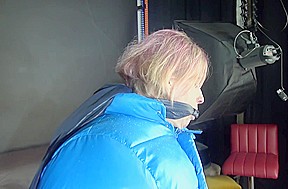 Sexy Pia Being Tied And Gagged With Ropes And A Cloth Gag On A Hairdressers Chair Wearing A Sexy Blue Shiny Nylon Rainpants And A Lightblue Downjacket (Video)