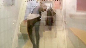 fucked in pool changing room in one piece bathing suit