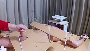 Amateur Femdom CBT and handjob with post orgasm torture