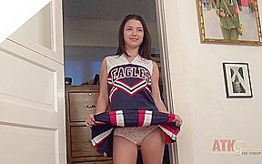 Behind the scenes with sexy teen cheerleader