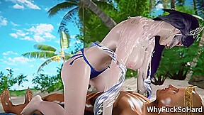 3D Super Sexy Big Boobs Slut Cheating with Big Cock on the Beach