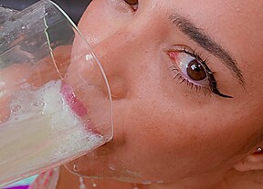 ANAL Nuria Millan spews chunky pink mess! Cum in wide open eye