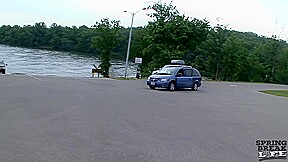 Crunked Brunette Masturbates in a Car