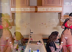 Dirty Kitchen Stories – Busty Lesbians Play With Ice Cream