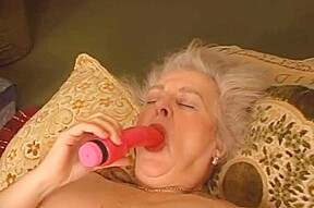 Granny masturbates her huge hairy pussy