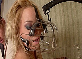 Naked babe treated as a dog