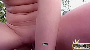 Public European babe pussyfucked outdoor by her sex date