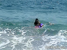 Sweet Little April Fingers Herself After A Day At The Sea