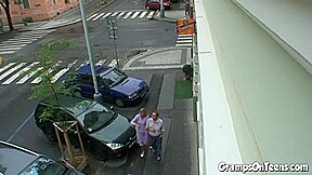 Teen cock whore in trio with old man and his old wife