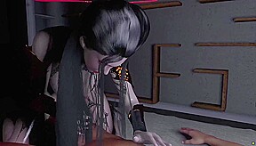 Asian Slut with Cosplay Dress Sucking the Big Cock