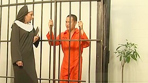 Ballbusting in Jail with the cockbiting Nun