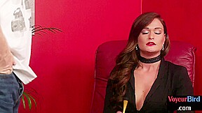 CFNM babe teases guy who jerks cock on her and 4 her