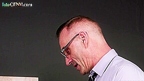 CFNM college babes suck professor cock in classroom 3way