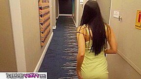 Covert amorous encounter with an eager stepsister at a lodging establishment.