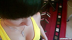 Facialised petite brunette Little Bailey gets fucked hard