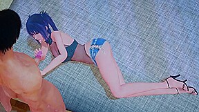 Hot Japanese Girl with Blue Haired Can Handle Big Cock Properly: 3D Hentai
