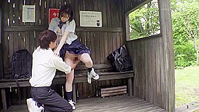 RL2205-Young couple having sex in an empty rural bus stop