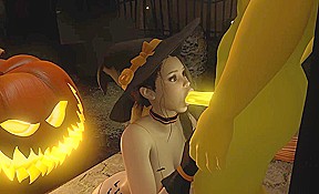 Sexy Witch Fucks the Pumpkin King on Halloween