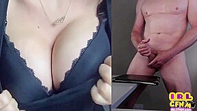 CFNM bigtitted nympho MILF teases stroking white guy