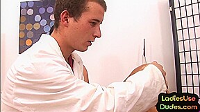 Pegging CFNM femdoms fuck guy in 3way with vibrator