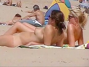 2 Girls Naked at the Beach Blond & Brown by snahbrandy