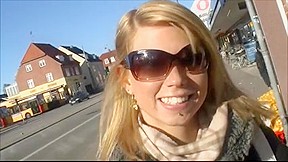 Euro blonde masturbates in shower