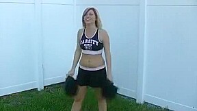 Hot cheerleader strips off