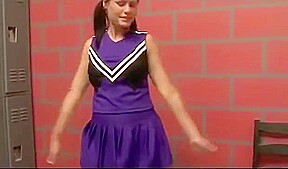 Mean teen 18+ Cheerleader Makes Boyfriend Ride Strap On