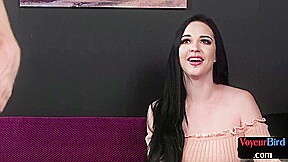 Seductive raven voyeur teasing man