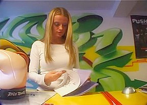Shopgirl with 2 guys